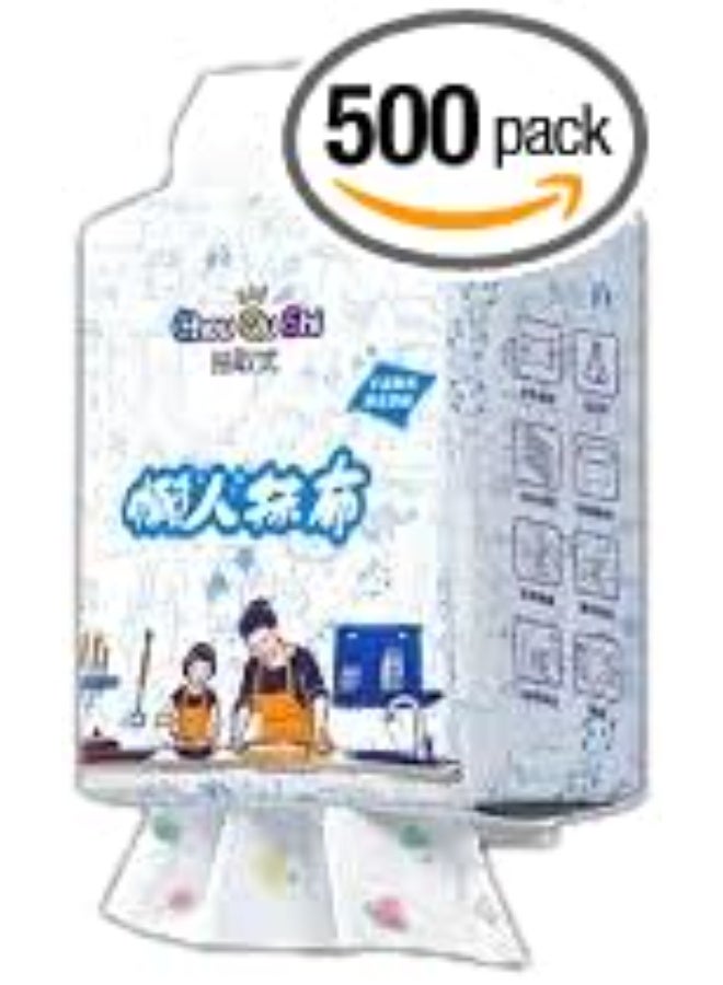 Multi‑purpose kitchen pull‑out wipes, highly absorbent for removing grease and cleaning various surfaces with ease; economical pack of 500 practical wipes for everyday kitchen use to maintain cleanliness and shine (Elc). - Image 1